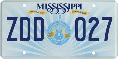 MS license plate ZDD027