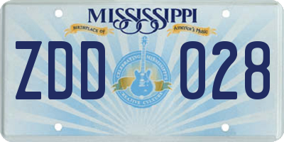 MS license plate ZDD028