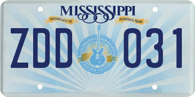 MS license plate ZDD031