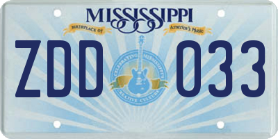 MS license plate ZDD033