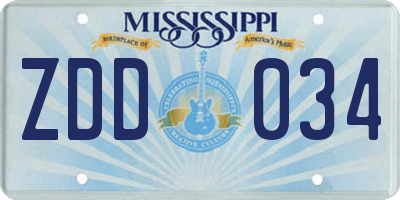 MS license plate ZDD034
