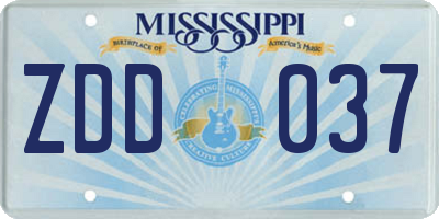 MS license plate ZDD037