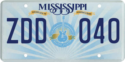 MS license plate ZDD040