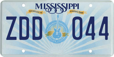 MS license plate ZDD044