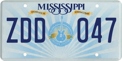 MS license plate ZDD047