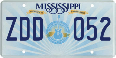 MS license plate ZDD052