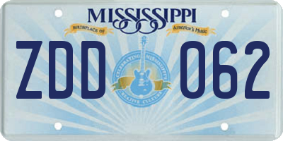 MS license plate ZDD062