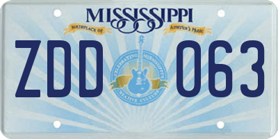 MS license plate ZDD063