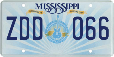 MS license plate ZDD066