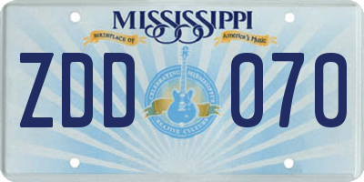 MS license plate ZDD070