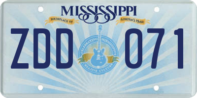 MS license plate ZDD071