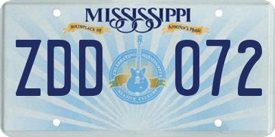 MS license plate ZDD072