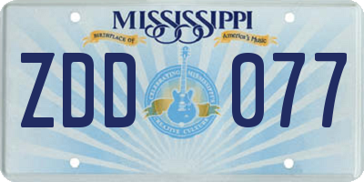 MS license plate ZDD077