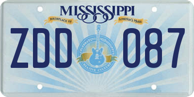 MS license plate ZDD087
