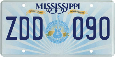 MS license plate ZDD090