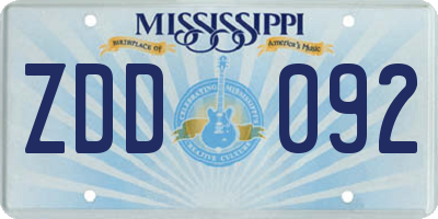 MS license plate ZDD092