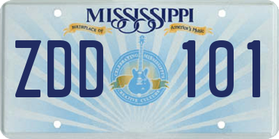 MS license plate ZDD101