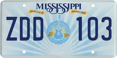 MS license plate ZDD103