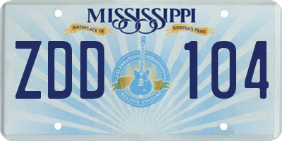 MS license plate ZDD104