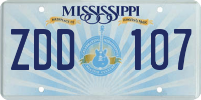 MS license plate ZDD107