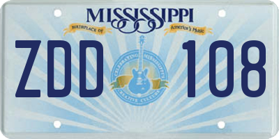 MS license plate ZDD108