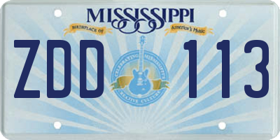 MS license plate ZDD113