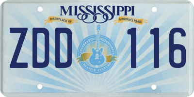 MS license plate ZDD116