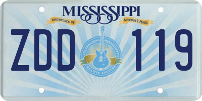 MS license plate ZDD119