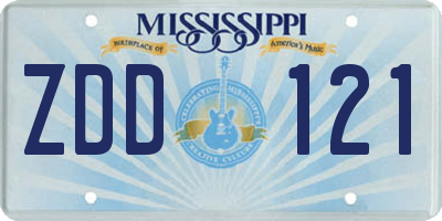 MS license plate ZDD121