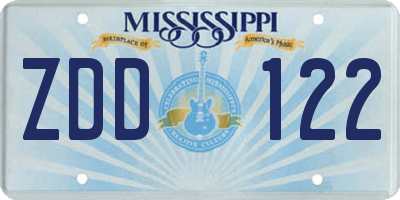 MS license plate ZDD122