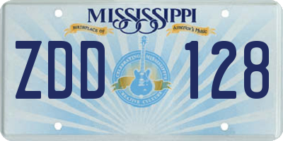 MS license plate ZDD128