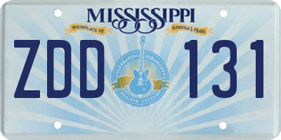 MS license plate ZDD131