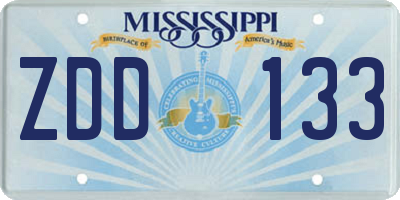 MS license plate ZDD133