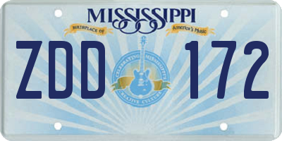 MS license plate ZDD172