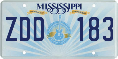 MS license plate ZDD183