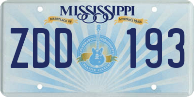 MS license plate ZDD193