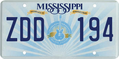 MS license plate ZDD194