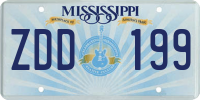 MS license plate ZDD199