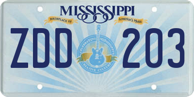 MS license plate ZDD203
