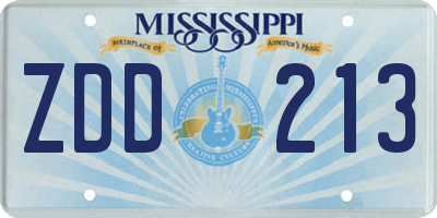MS license plate ZDD213