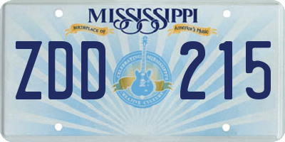 MS license plate ZDD215