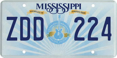MS license plate ZDD224