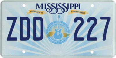 MS license plate ZDD227