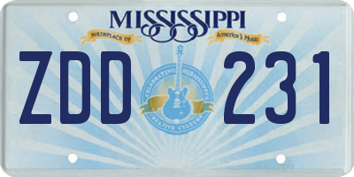 MS license plate ZDD231