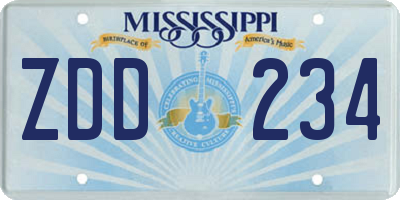 MS license plate ZDD234