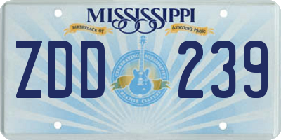 MS license plate ZDD239