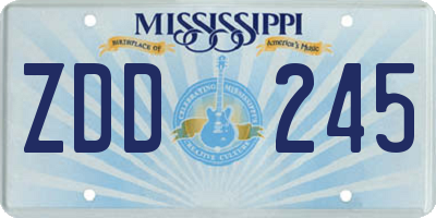 MS license plate ZDD245