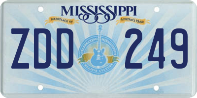 MS license plate ZDD249