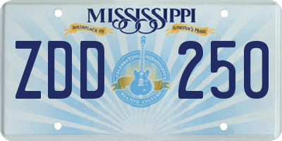 MS license plate ZDD250