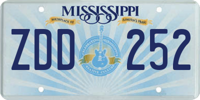 MS license plate ZDD252